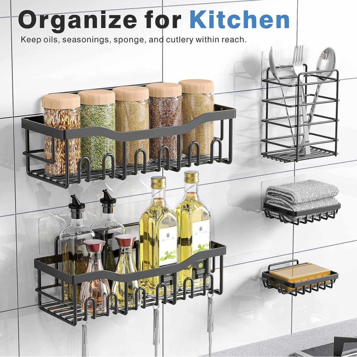 Adhesive Shower Caddy, Stainless Steel No Drilling