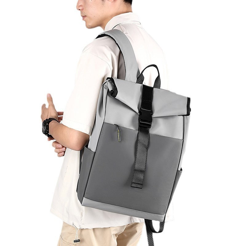 Roll Top Laptop Backpack Multifunctional Expandable Clothing Casual Daypack for Men Women Adjustable Capacity 17-20L(Black)