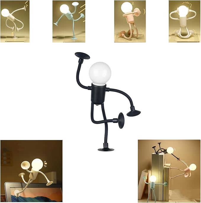 Creative fun funny button battery lamp decoration vacuum adsorption mini night light for Boys Girls Room, DIY Table Top Decorative Night Light for Bathroom Hallway Kitchen