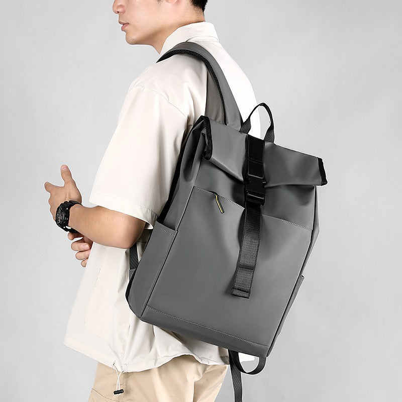 Roll Top Laptop Backpack Multifunctional Expandable Clothing Casual Daypack for Men Women Adjustable Capacity 17-20L(Black)