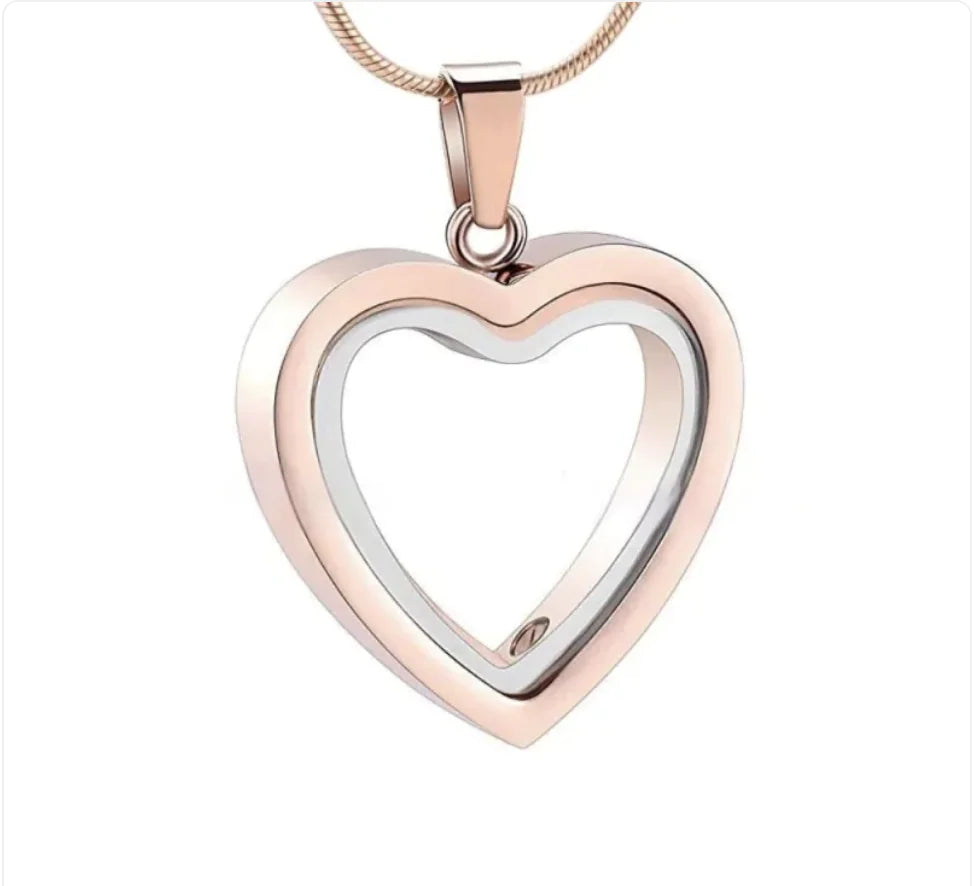 Heart-Shaped Memorial Necklace Glass Cremation Jewelry Necklace for Ashes Heart Memorial Locket Stainless Steel Keepsake Urn Ashes Pendant