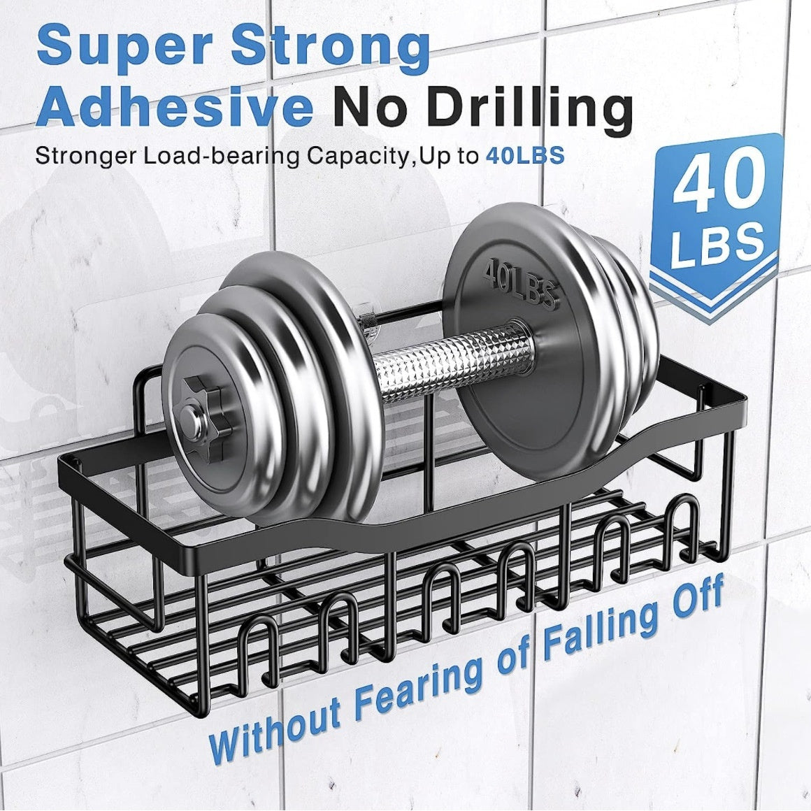 Adhesive Shower Caddy, Stainless Steel No Drilling