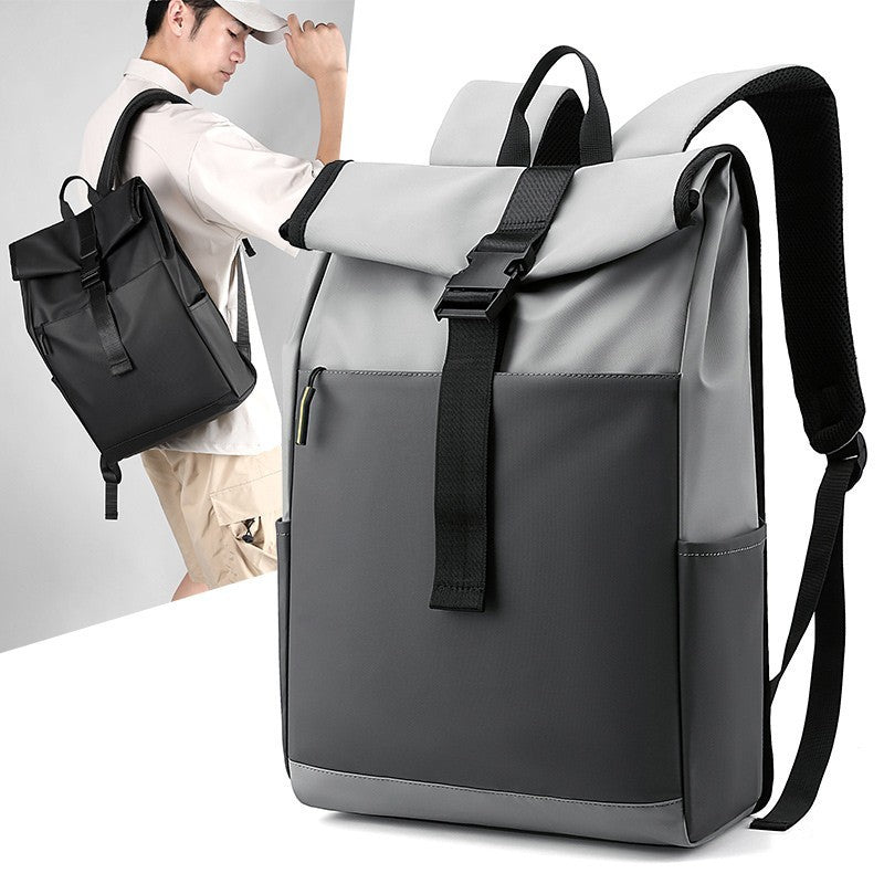 Roll Top Laptop Backpack Multifunctional Expandable Clothing Casual Daypack for Men Women Adjustable Capacity 17-20L(Black)