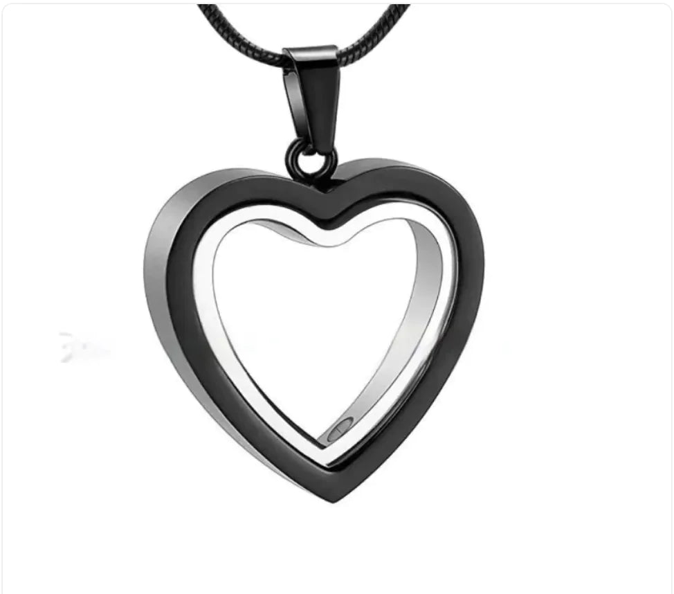 Heart-Shaped Memorial Necklace Glass Cremation Jewelry Necklace for Ashes Heart Memorial Locket Stainless Steel Keepsake Urn Ashes Pendant
