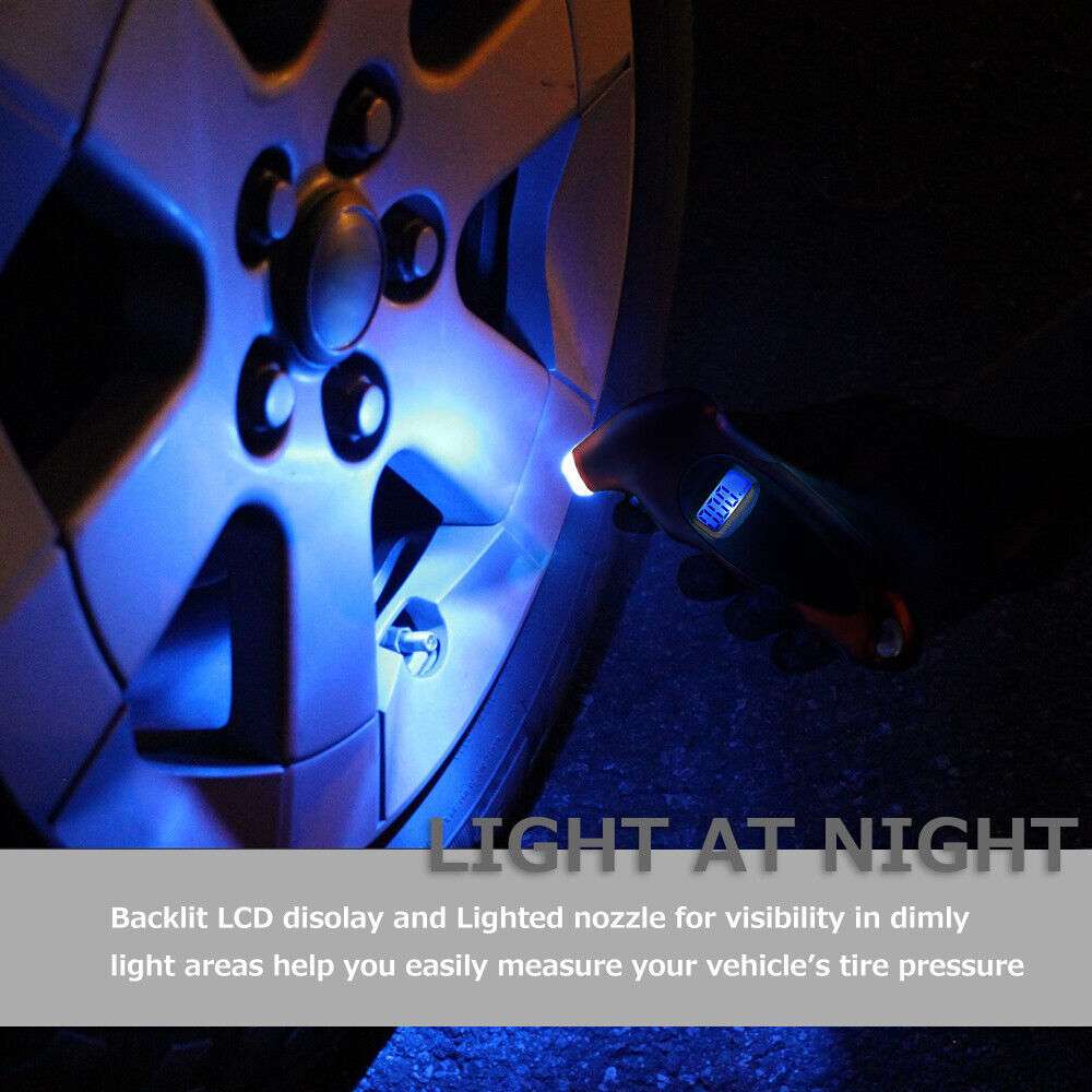 150PSI Digital Tire Pressure Gauge Backlight LCD Tire Air Monitoring Meter