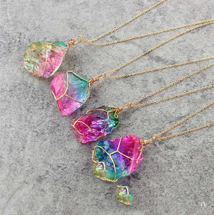 Stone Rough Crystal Pendant Transparent