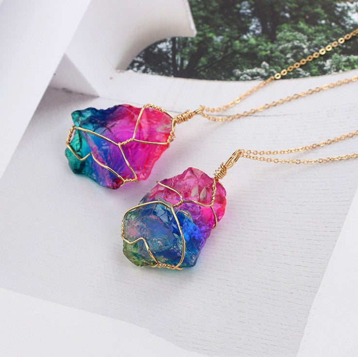 Stone Rough Crystal Pendant Transparent