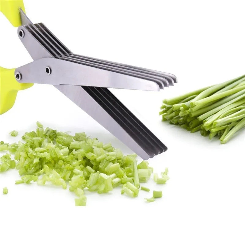 Multifunctional Multi-layer Green Onion Scissors, Stainless Steel