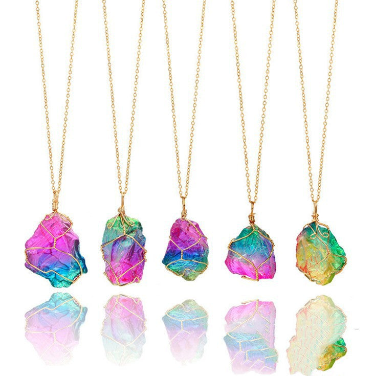 Stone Rough Crystal Pendant Transparent