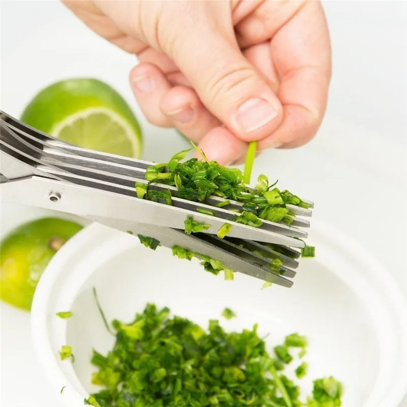 Multifunctional Multi-layer Green Onion Scissors, Stainless Steel