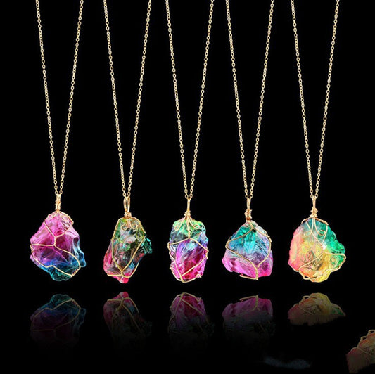 Stone Rough Crystal Pendant Transparent