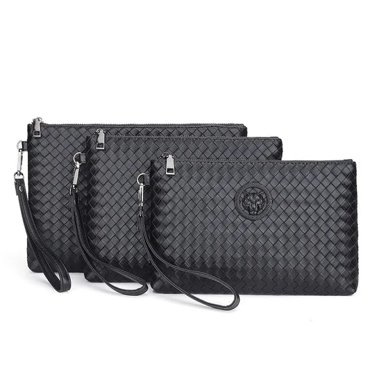 Woven Sleek and Professional Business Clutch and Shoulder Bag, Black