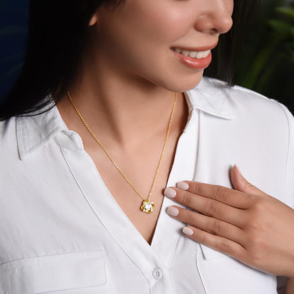 14k or 18k Gold Plated Love Knot Necklace Yellow Gold Finish Pendant Necklace Gift for Women Women's Jewelry Gift for Wife, Daughter, Granddaughter or Mom