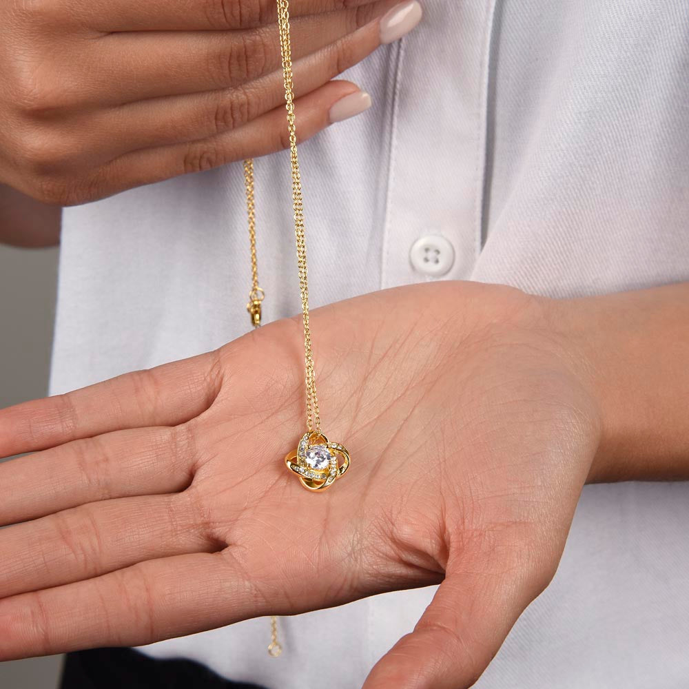 14k or 18k Gold Plated Love Knot Necklace Yellow Gold Finish Pendant Necklace Gift for Women Women's Jewelry Gift for Wife, Daughter, Granddaughter or Mom