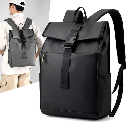 Roll Top Laptop Backpack Multifunctional Expandable Clothing Casual Daypack for Men Women Adjustable Capacity 17-20L（Black）