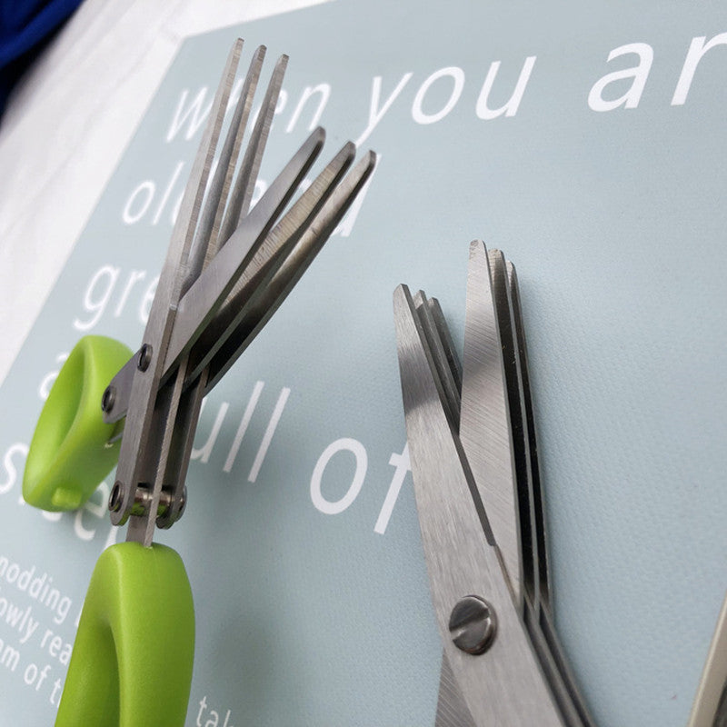 Multifunctional Multi-layer Green Onion Scissors, Stainless Steel