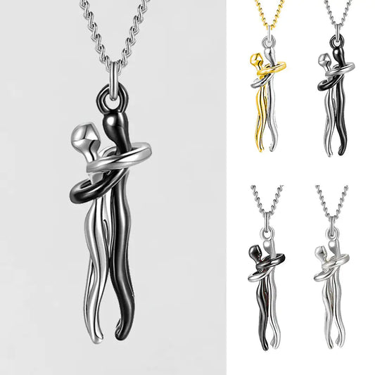 Hug Necklace for Women and Men Affectionate Hug Necklace Forever Love Friendship Necklace for Her or His Birthday Christmas Valentine's Day Gifts